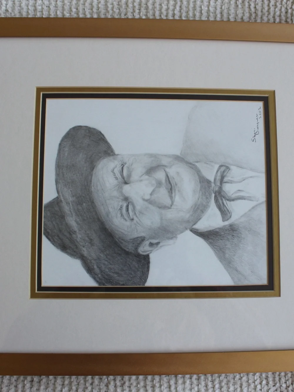 Framed Charcoal Portrait Artwork in Black and White - Picture 7 of 8